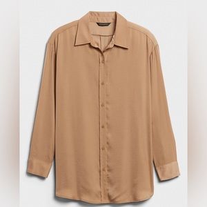 Banana Republic Silky Oversized Shirt - Latte - XS